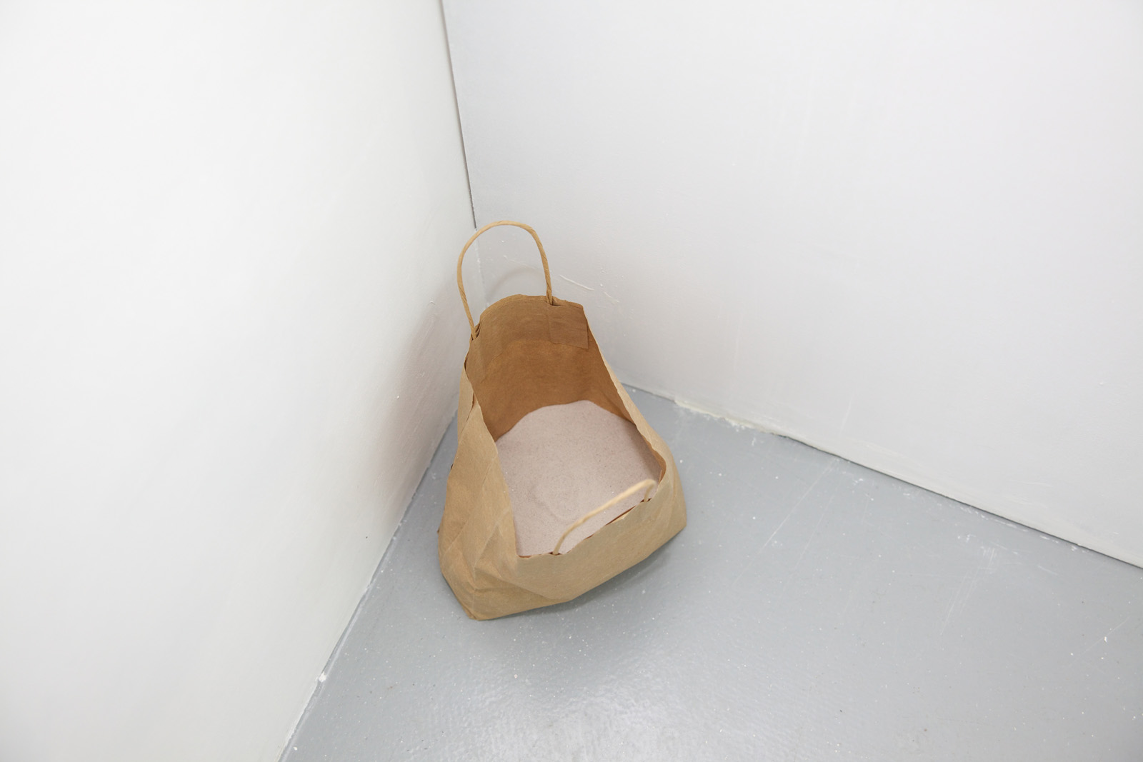 24 Hours, 2012. Paper bag, sand from 96 fifteen-minute hourglasses.
