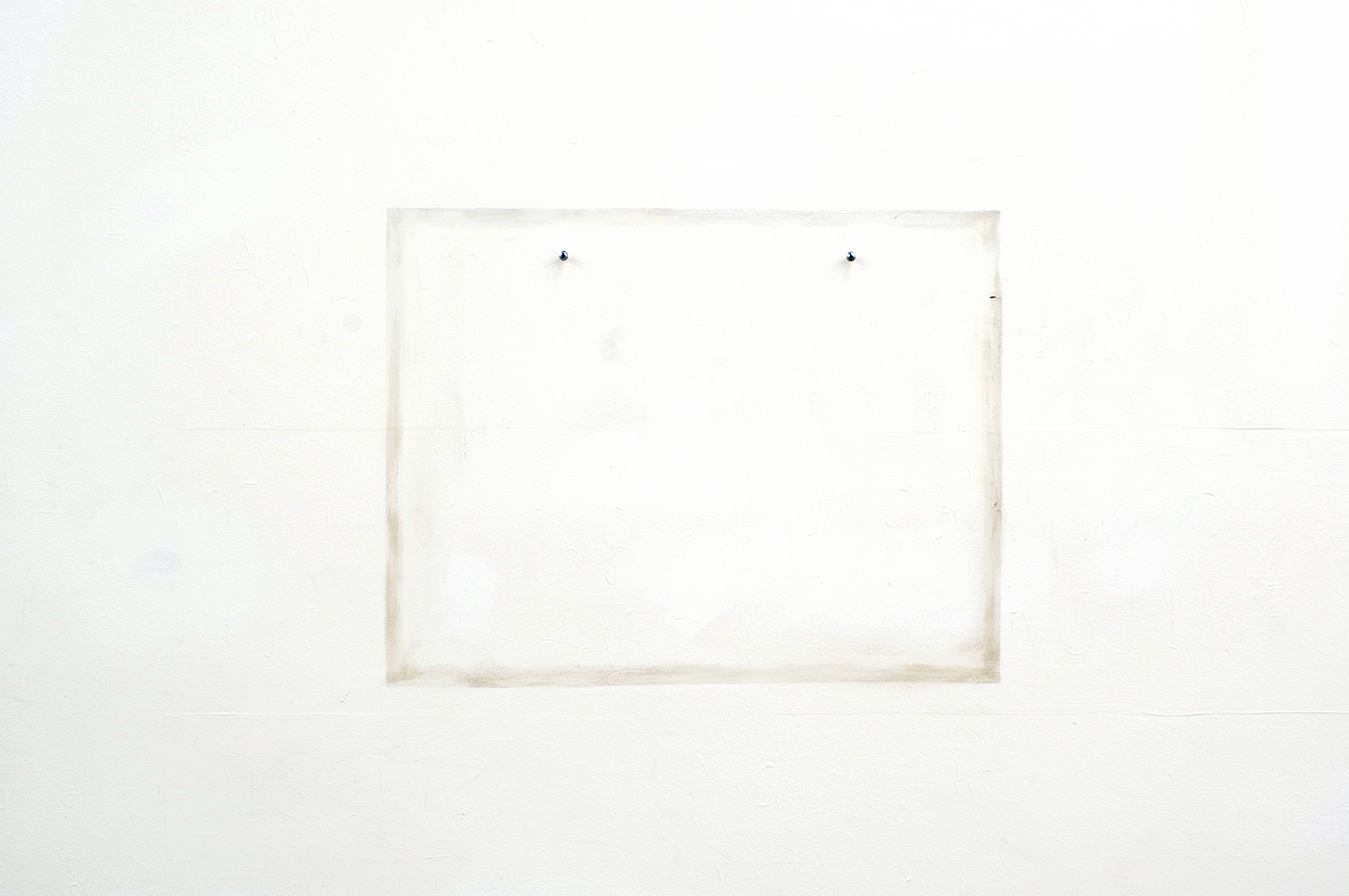 Paintings For Hotels, 2019 is a pencil drawing on a wall, recreating the effect of a painting that has been removed, leaving a rectangular trace on the wall.