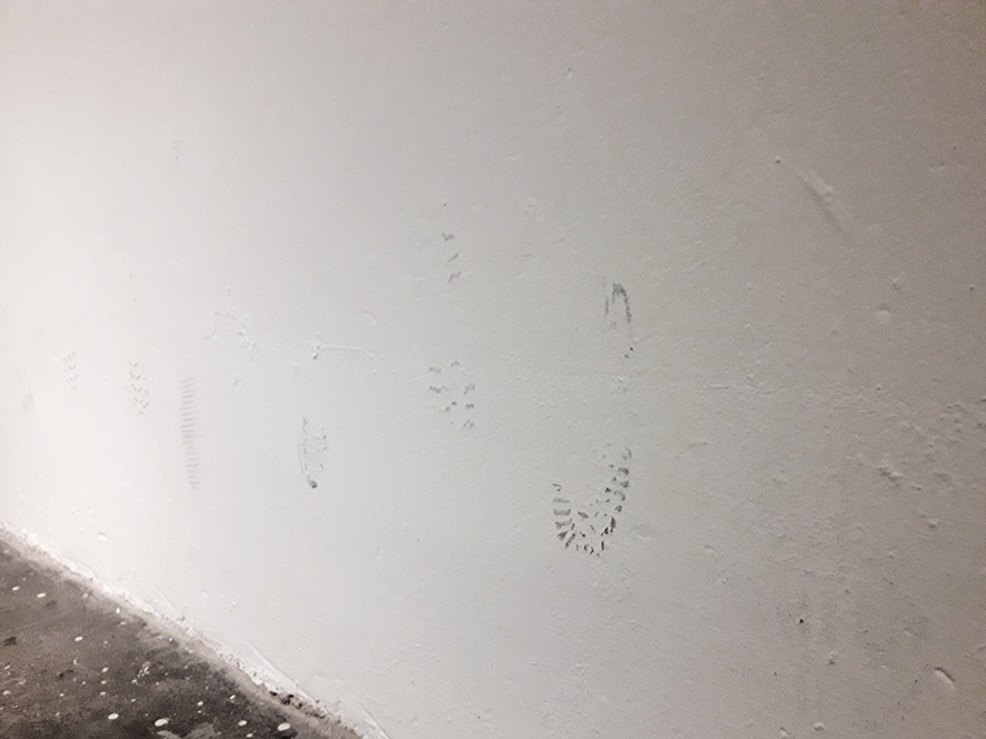 A Loafer, 2019. Pencil drawing on a wall. Tulla Culture Center, Tirana
