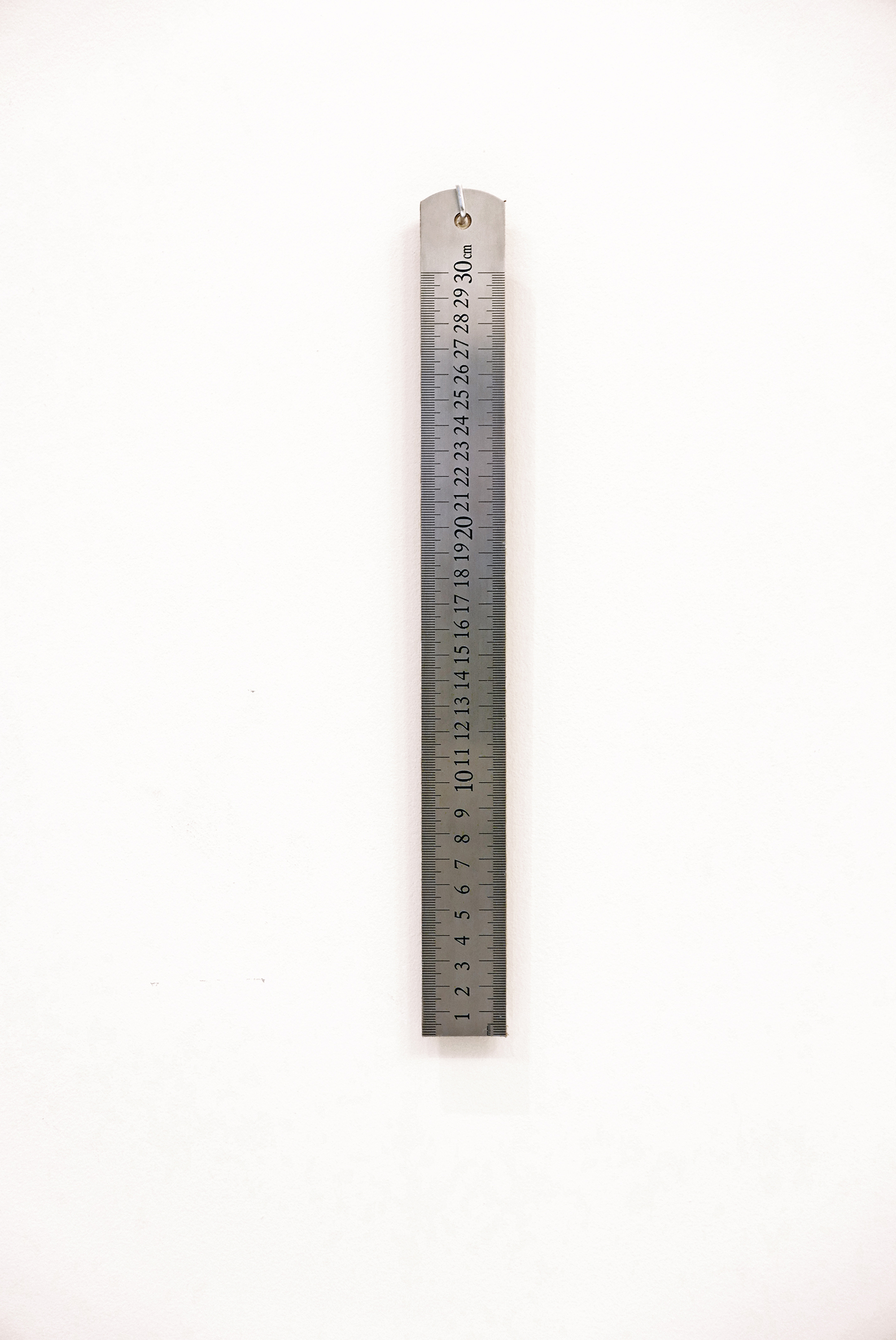 Penis Meter, 2019. Metal, leather, 30 cm, each centimetre is 9 mm.